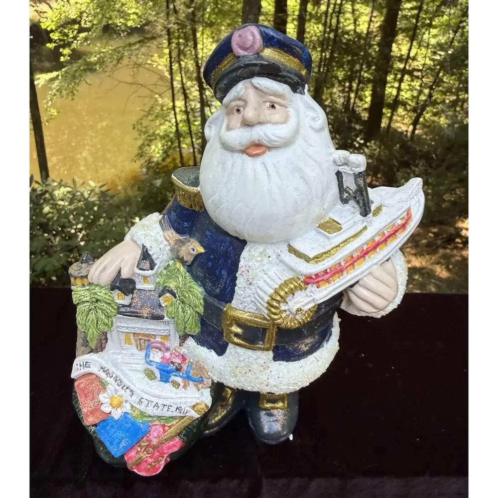 Mississippi State Santa Claus Painted Ceramic Handmade